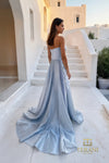 Straight Neck Crepe Back Satin A-Line Gown - 261E6195