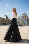 V-Neck Matte Tafetta A-Line Gown with Long Sleeves - 261E6204