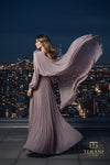 One-Shoulder Chiffon A-Line Gown with Long Sleeve - 261E6206