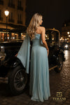 One-Shoulder Chiffon A-Line Gown with Long Sleeve - 261E6206