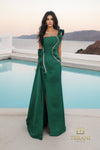 Asymmetric One-Shoulder Matte Satin Sheath Gown with Side Drape - 261E6247