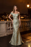 Off-Shoulder Jacquard Trumpet Gown - 261E6252