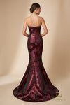Straight Neck Shimmer Jacquard Mermaid Gown - 261E6259