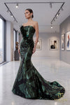 Straight Neck Shimmer Jacquard Mermaid Gown - 261E6259