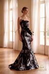Straight Neck Shimmer Jacquard Mermaid Gown - 261E6259