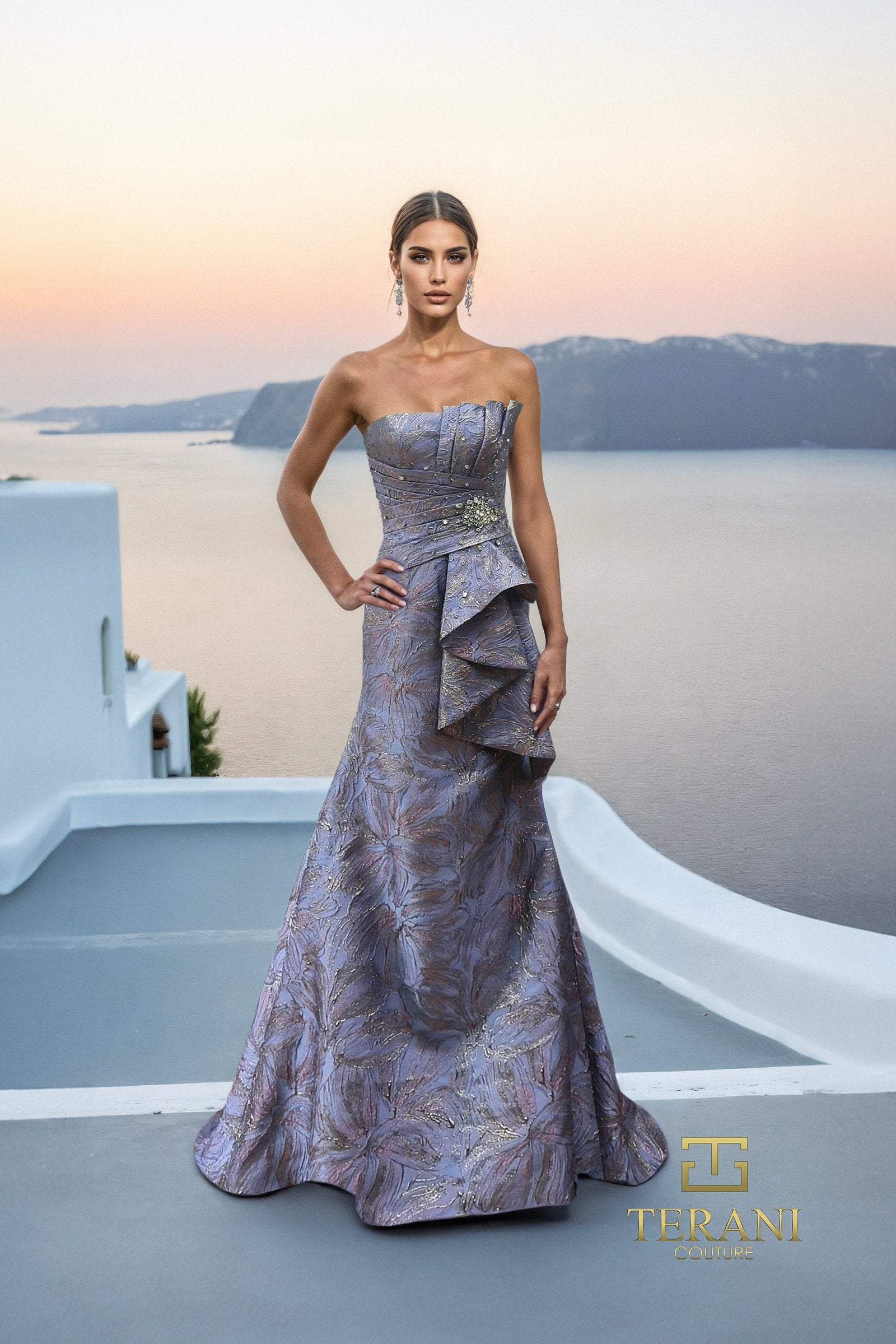 mermaid pearl dress Crystal Straps Pearl Embellished Mermaid Gown with Veil & Gloves S