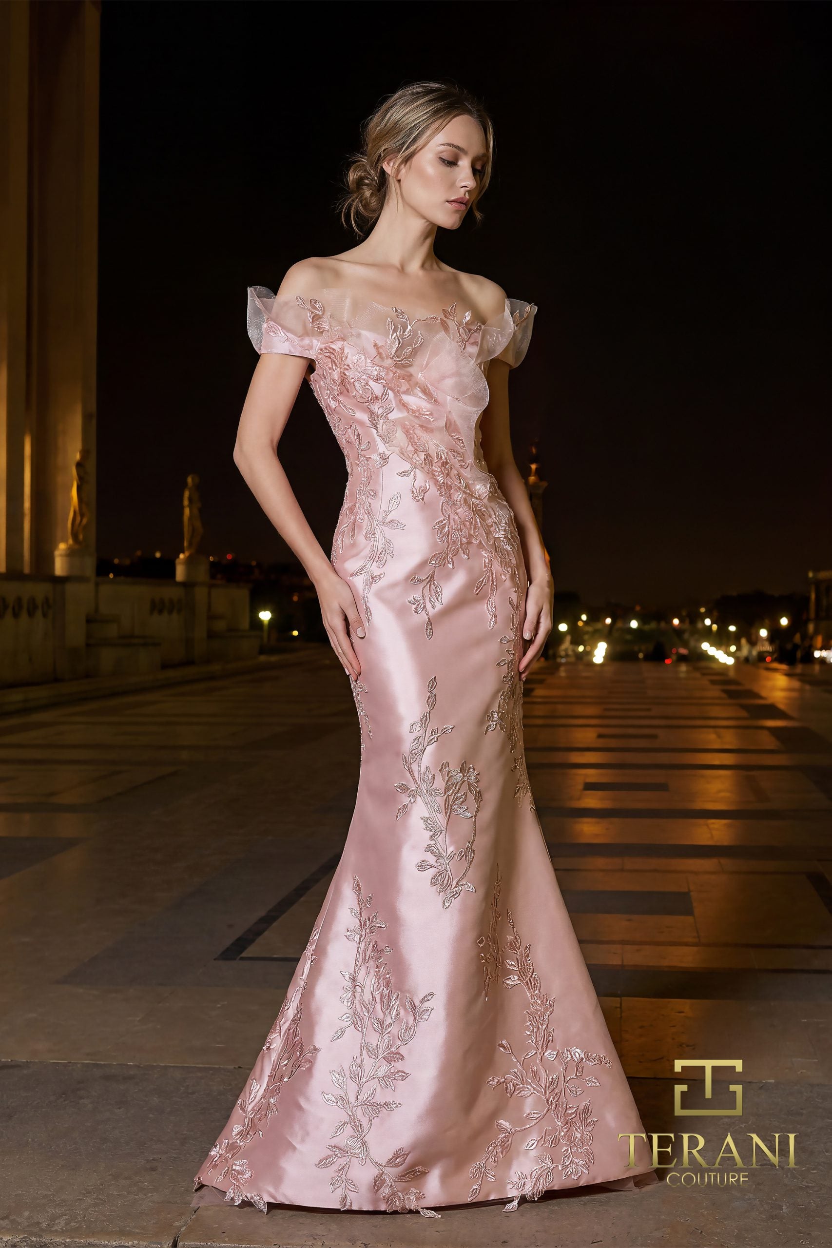 Asymmetric Off-Shoulder Stretch Mikado Mermaid Gown - 261E6270