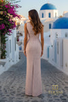 High Bateau Tweed Column Dress with Slit - 261E6274