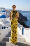 High Neck Print Mikado Column Gown - 261E6277