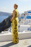 High Neck Print Mikado Column Gown - 261E6277