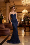 Sweetheart Fishnet Column Gown with Peplum - 261E6570
