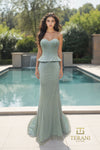 Sweetheart Fishnet Column Gown with Peplum - 261E6570