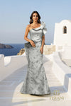 Ruffled One-Shoulder Jacquard Mermaid Gown with Slit - 261E6678