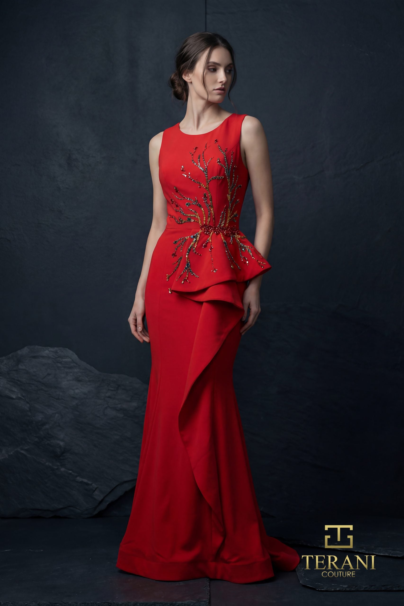 Round Bateau Crepe Mermaid Gown - 261E6750
