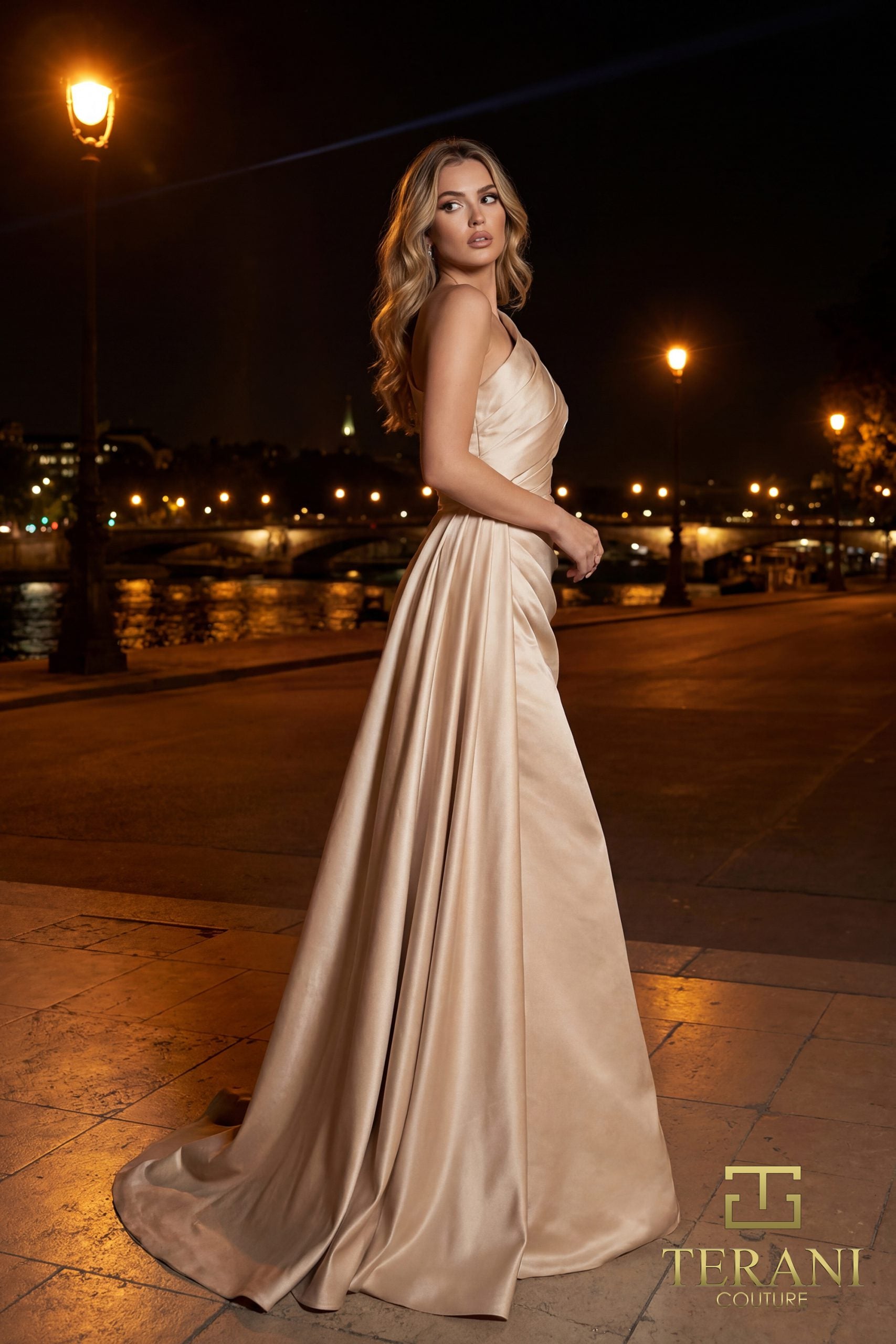 Asymmetric One-Shoulder Stretch Mikado Fit & Flare Gown - 261M6411 Asymmetric One-Shoulder Stretch Mikado Fit & Flare Gown - 261M6411