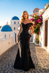 Off-Shoulder Stretch Mikado A-Line Gown - 261M6431