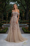 Off-Shoulder Beaded Tulle A-Line Gown - 261M6435