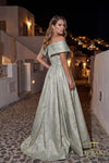 Deep V Jacquard A-Line Gown - 261M6443