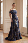 Off-Shoulder Jacquard Sheath Gown - 261M6444