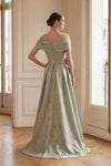Off-Shoulder Jacquard Sheath Gown - 261M6444