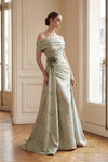 Off-Shoulder Jacquard Sheath Gown - 261M6444