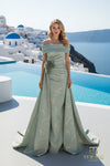 Off-Shoulder Jacquard Sheath Gown - 261M6444
