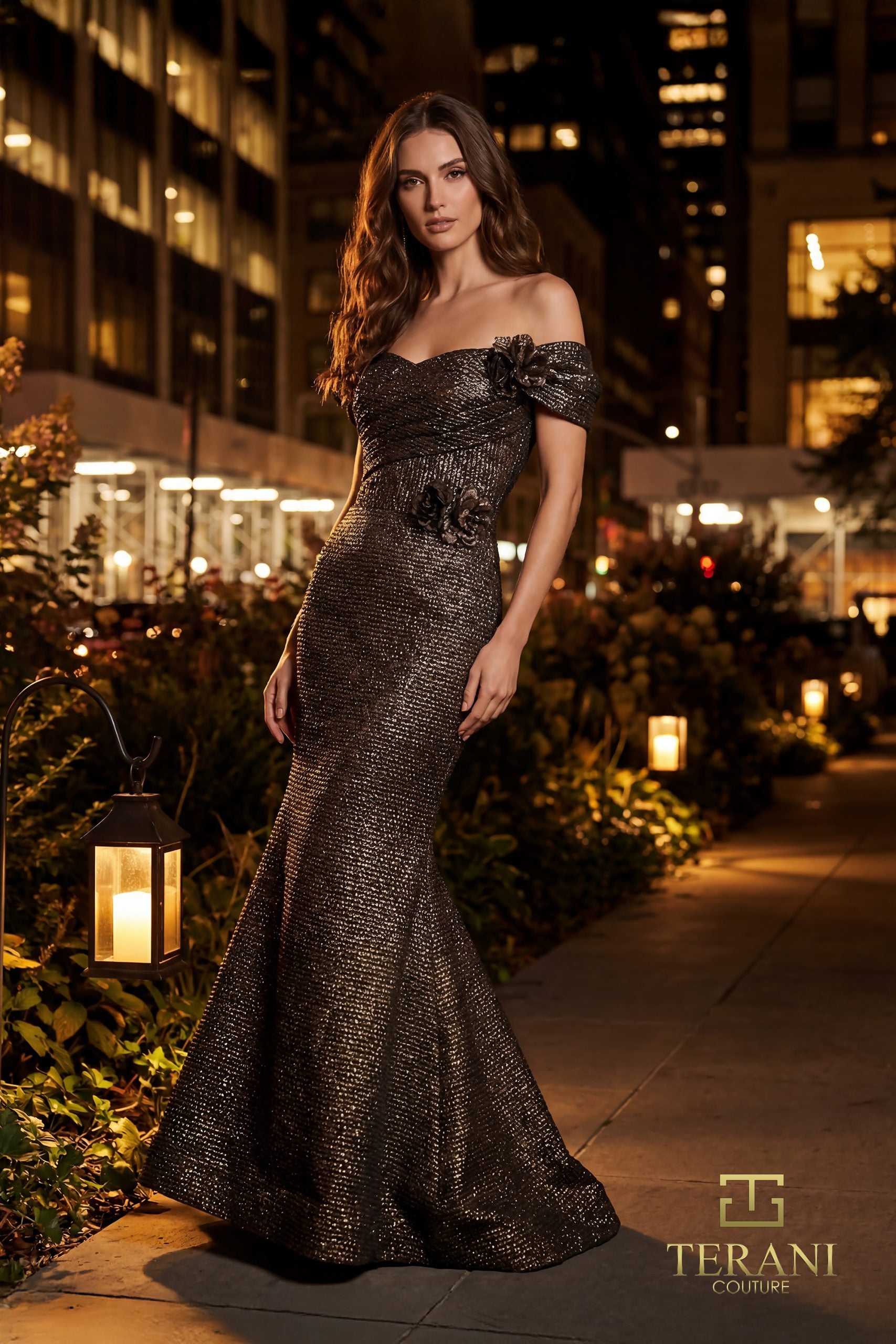 Sweetheart Metallic Jacquard Mermaid Gown with Cap Sleeves - 261M6449