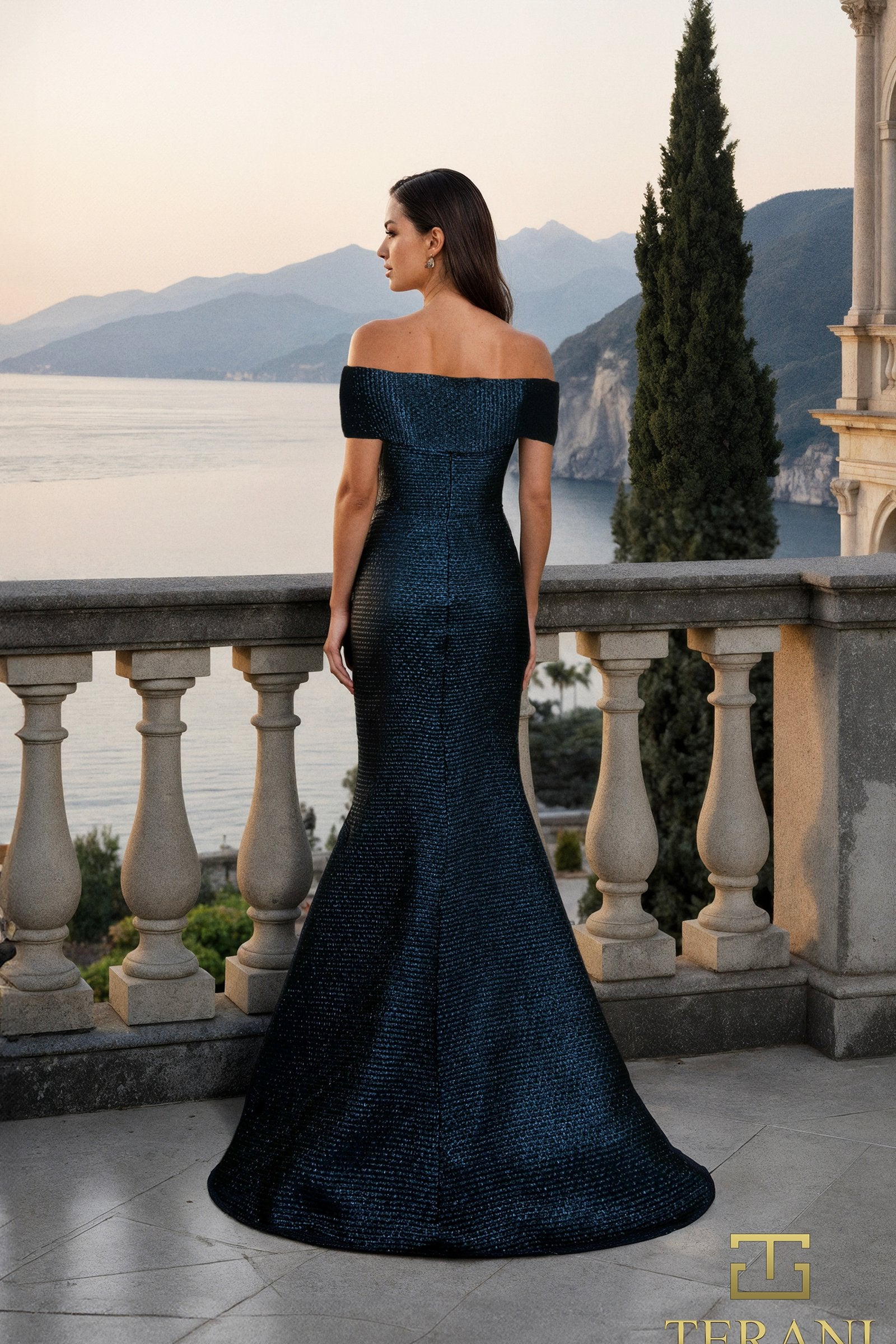 【Crayme,】volume sleeve mermaid dress Sweetheart Metallic Jacquard Mermaid Gown with Cap Sleeves - 261M6449