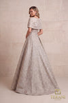 Off-Shoulder Jacquard A-Line Ballgown with Shawl Sleeves - 261M6453