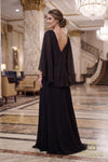V-Neck Chiffon A-Line Gown with Flowing Cape Sleeves - 261M6681