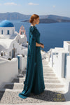 Boat Neck Crepe Gown with Cape Sleeves - 261M6687