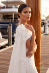 Boat Neck Crepe Gown with Cape Sleeves - 261M6687