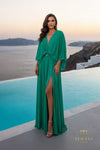Deep V Georgette A-Line Gown with Slit - 261M6716