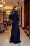 Deep V Georgette A-Line Gown with Slit - 261M6716