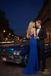 Deep Sweetheart Slinky Jersey Sheath Gown with Slit - 261P6030
