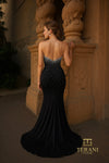 Deep Sweetheart Slinky Jersey Sheath Gown with Slit - 261P6030