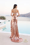 Straight Neck Slinky Jersey Mermaid Gown with Slit - 261P6055