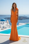 Halter Neck Stretch Twill Sheath Gown - 261P6061