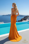 Halter Neck Stretch Twill Sheath Gown - 261P6061