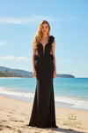 Halter Neck Stretch Twill Sheath Gown - 261P6061
