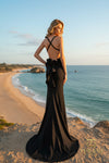 Halter Neck Stretch Twill Sheath Gown - 261P6061