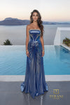 Straight Neck Foil Jersey Sheath Gown - 261P6071