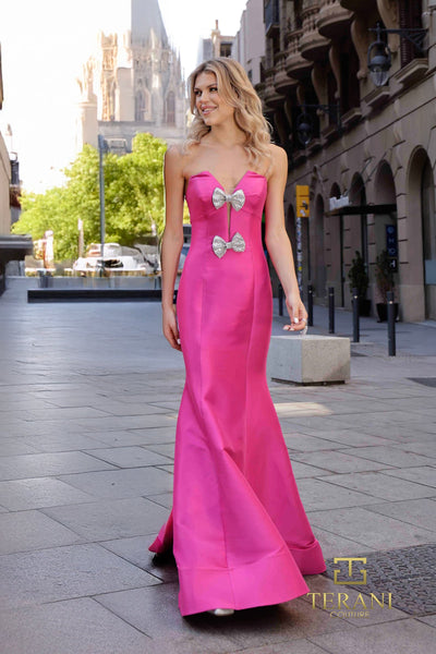Straight Neck Mikado Mermaid Gown with Central Cutout - 261P6075