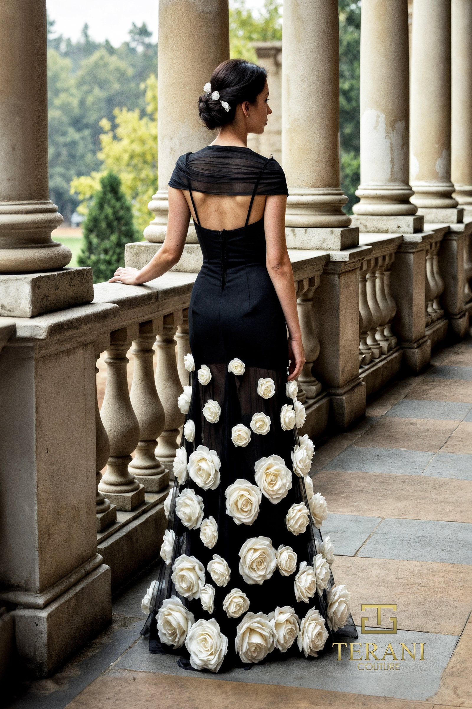 Square Neck Matte Satin Sheath Gown with Cap Sleeves - 261P6098