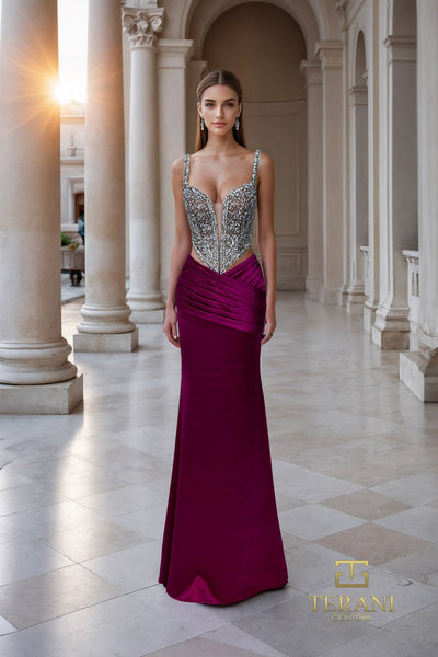 Deep V-Neck Satin Mermaid Gown - 261P6103