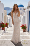 Semi-Sweetheart Stretch Lace & Tulle Sheath Gown with Slit - 261P6108