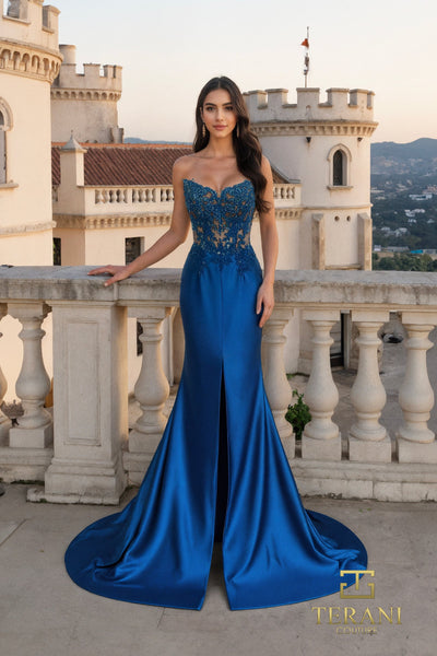 Sweetheart Slinky Jersey Mermaid Gown with Slit - 261P6109