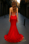Halter Neck Slinky Jersey Corset Sheath Gown - 261P6137