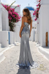 Sweetheart Foil Jersey Sheath Gown with Slit - 261P6140