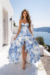 Sweetheart Printed Chiffon Tiered High-Low Gown - 261P6672